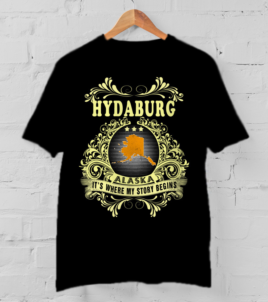 Hydaburg Alaska It's Where My Story Begins Ornate Alaska Map T-Shirt