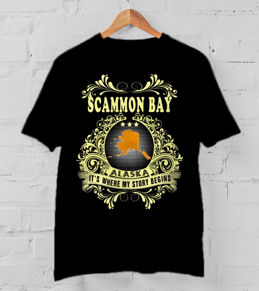 Scammon Bay Alaska It's Where My Story Begins Ornate Map T-Shirt
