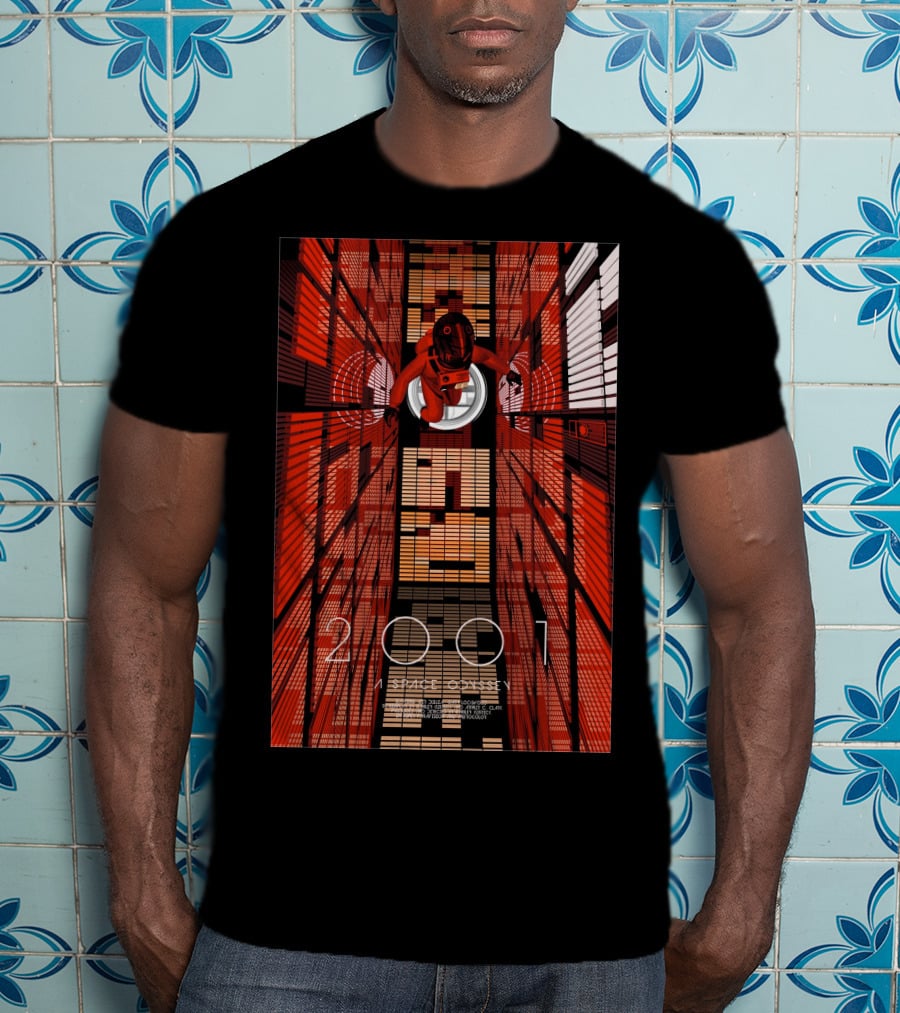 Futuristic Space Exploration In Red Hallway - 2001: A Space Odyssey T-Shirt