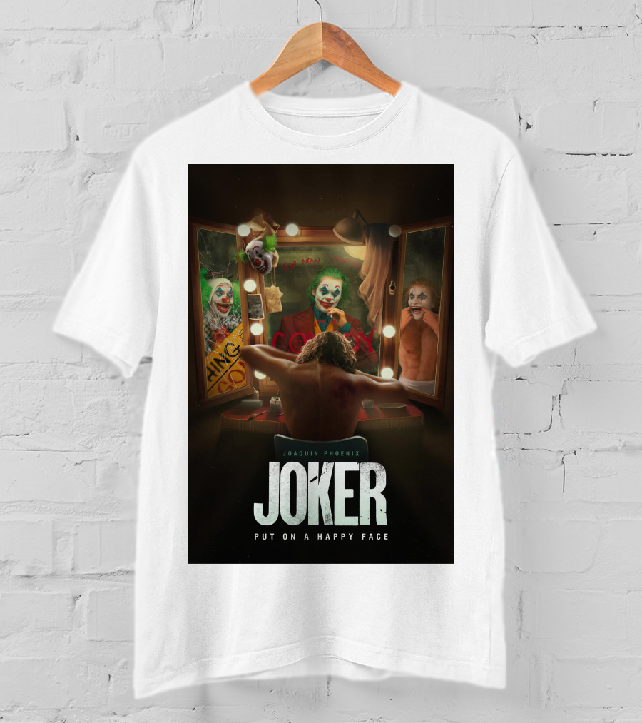 Joaquin Phoenix Joker Put On A Happy Face Mirror Reflection T-Shirt