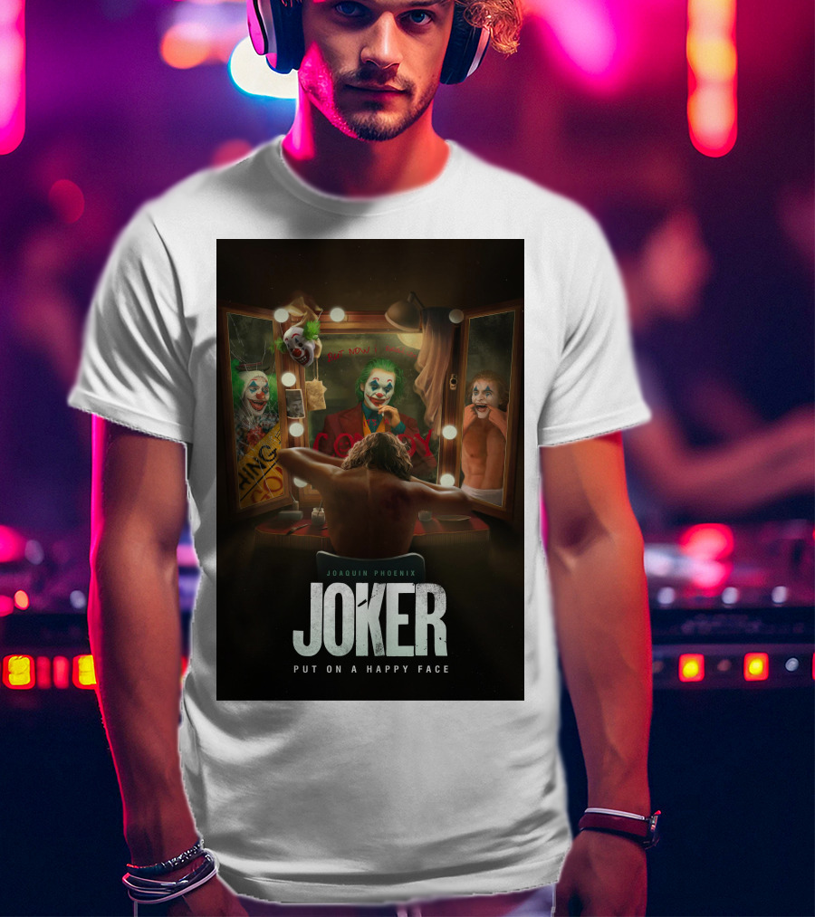 Joaquin Phoenix Joker Put On A Happy Face Mirror Reflection T-Shirt