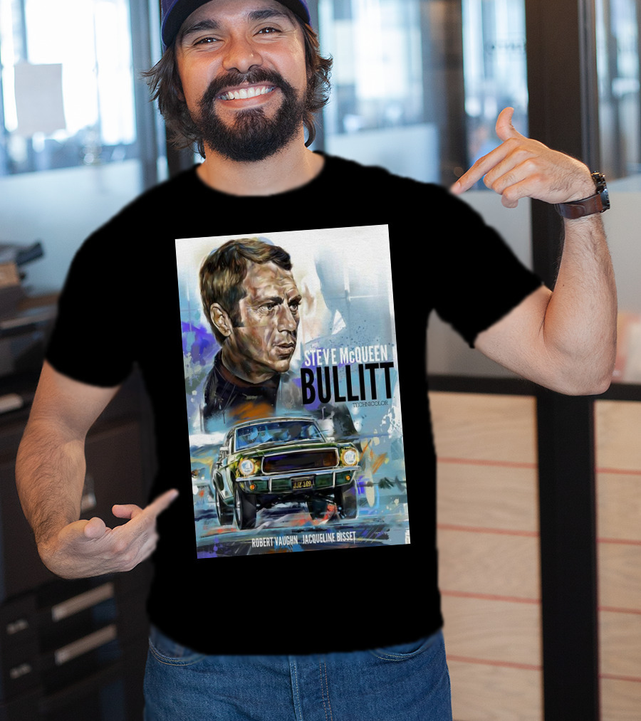 Steve Mcqueen Bullitt Robert Vaughn Jacqueline Bisset Technicolor Movie T-Shirt