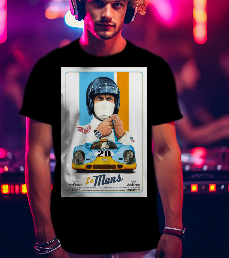 Steve Mcqueen Le Mans Gulf Driver 20 Elga Andersen T-Shirt