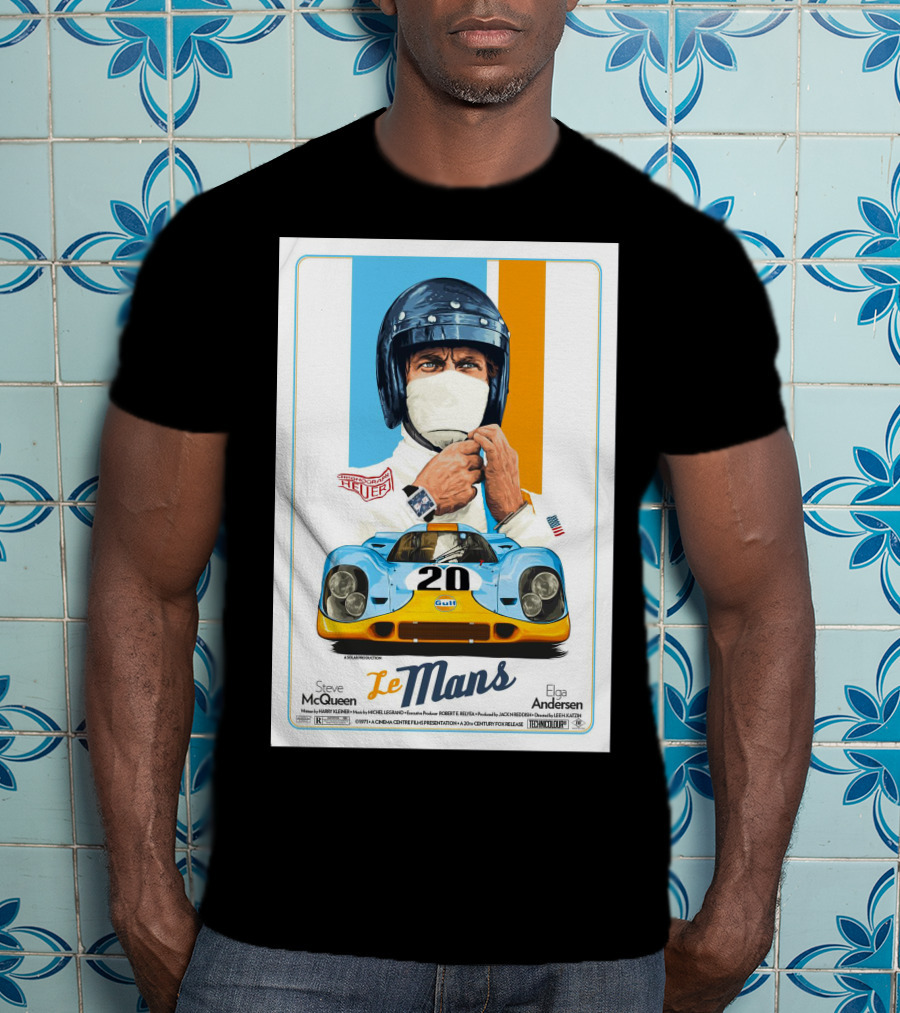 Steve Mcqueen Le Mans Gulf Driver 20 Elga Andersen T-Shirt