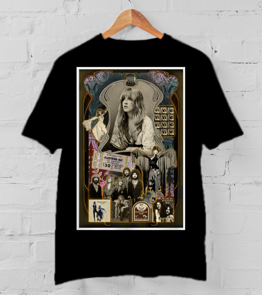 Stevie Nicks Fleetwood Mac Collage With Vintage Photos And Concert Ticket T-Shirt