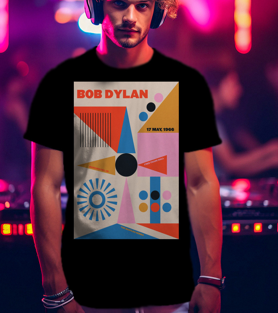 Bob Dylan Manchester Free Trade Hall 17 May 1966 Colorful Geometric T-Shirt