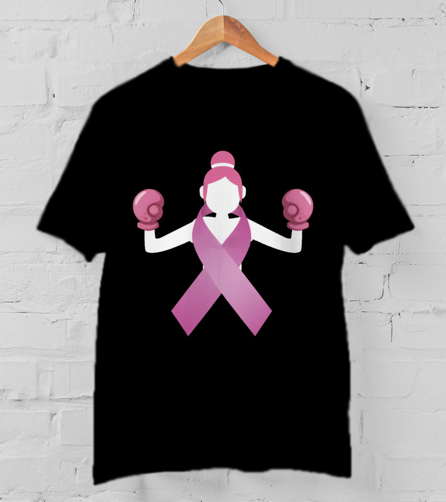 Breast Cancer Awareness Pink Ribbon Boxing Gloves Empowerment T-Shirt