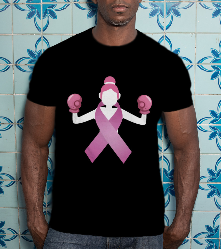 Breast Cancer Awareness Pink Ribbon Boxing Gloves Empowerment T-Shirt