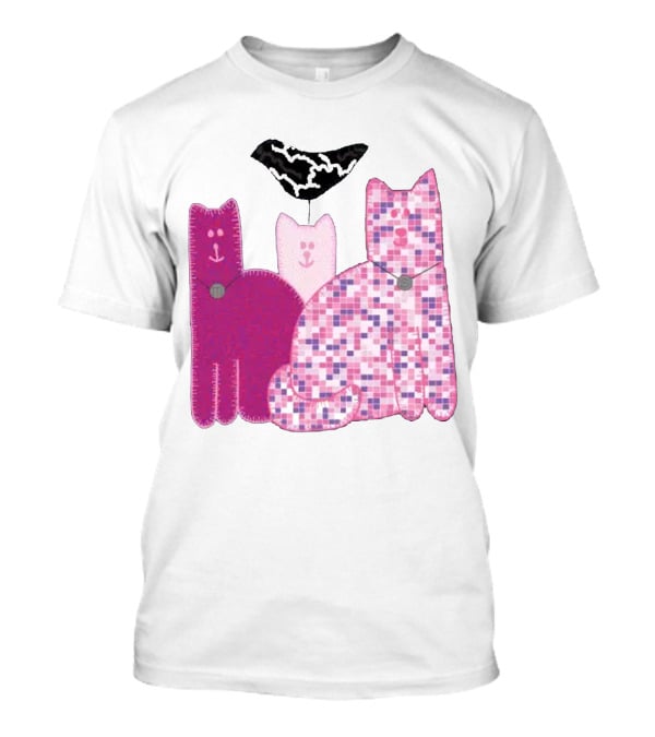 Miranda Sings Cat Trio With Pixel Pink Pattern And Black Collar T-Shirt
