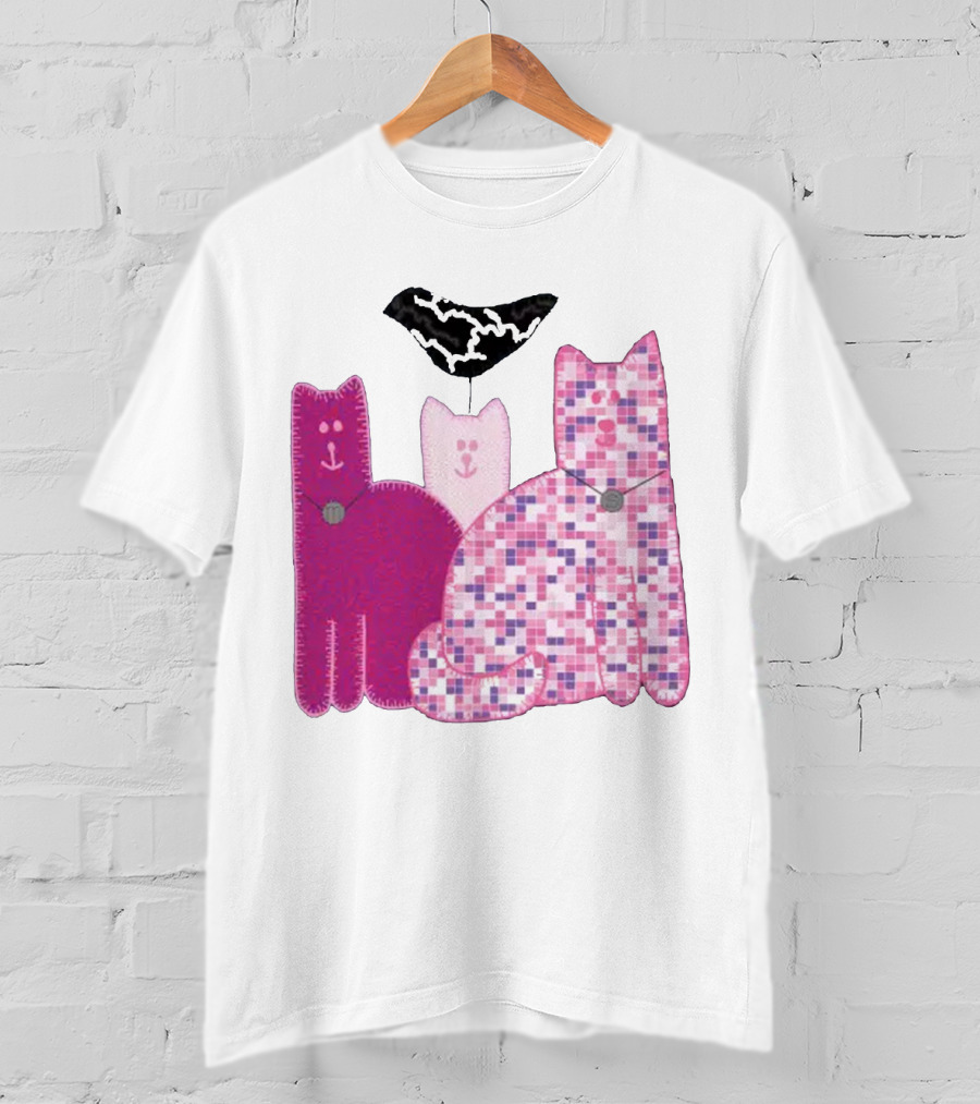 Miranda Sings Cat Trio With Pixel Pink Pattern And Black Collar T-Shirt