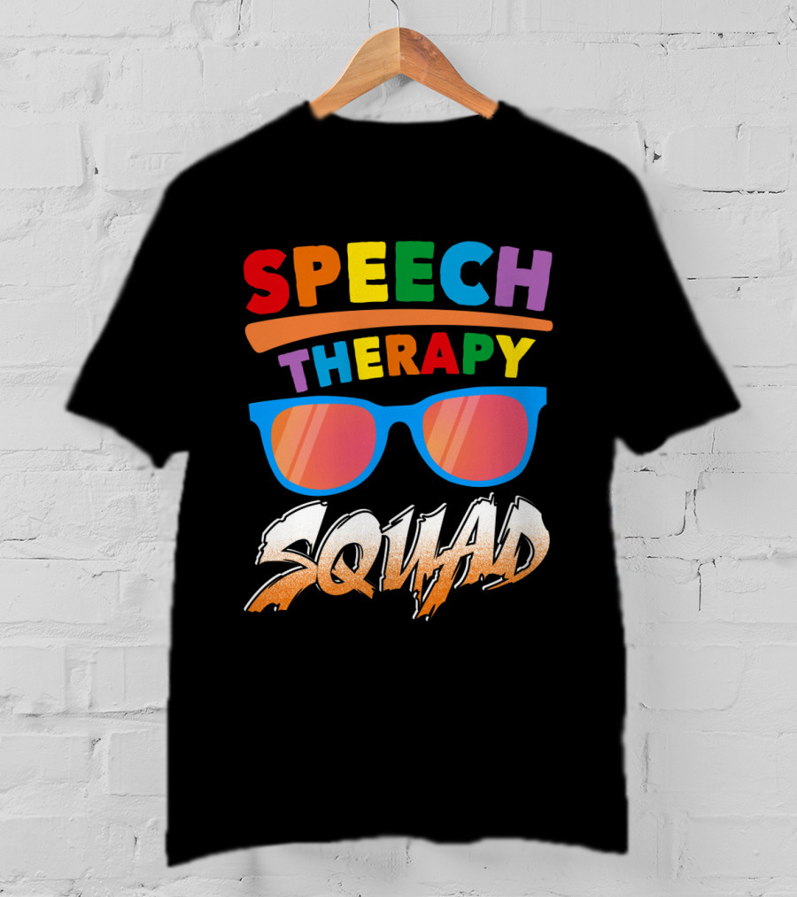 Colorful Speech Therapy Squad With Sunglasses And Bold Lettering T-Shirt