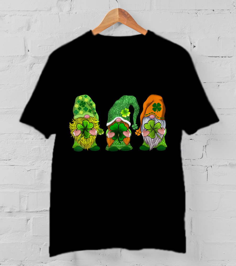Happy St Patrick's Day Gnomes With Shamrock Hats And Beards T-Shirt