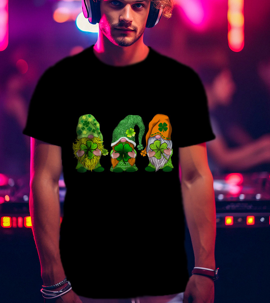 Happy St Patrick's Day Gnomes With Shamrock Hats And Beards T-Shirt