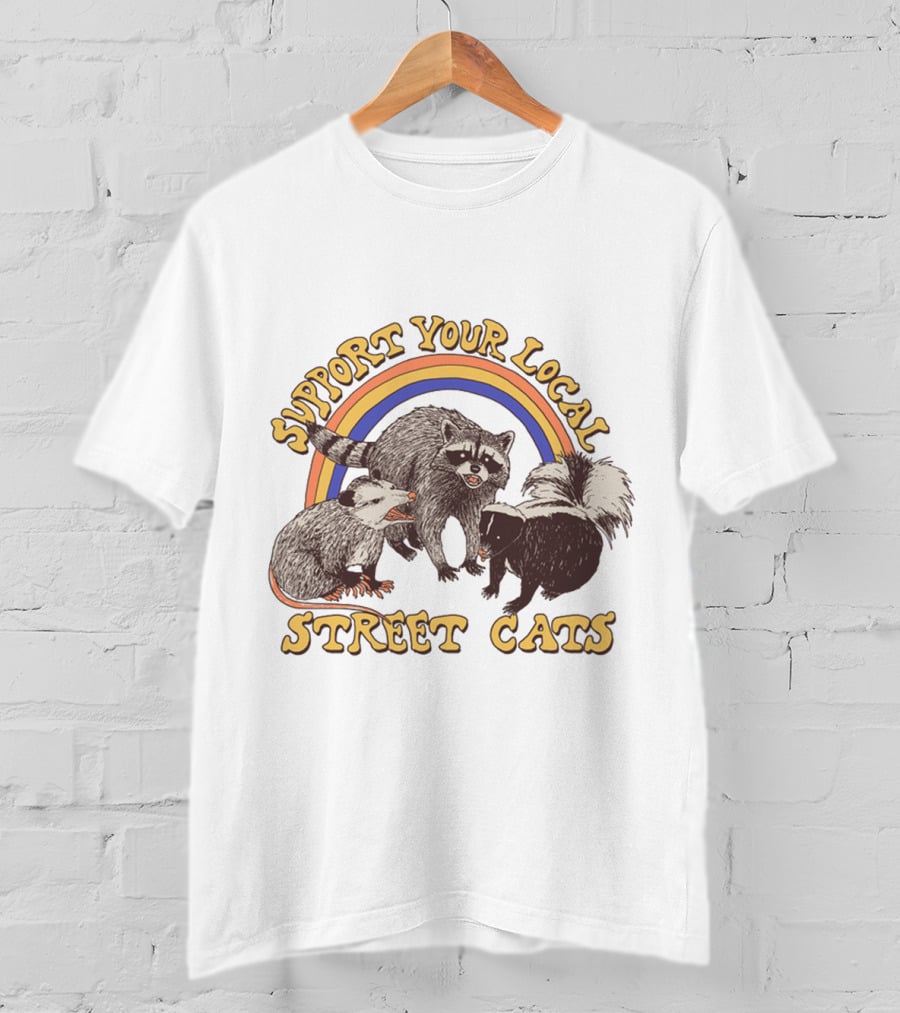 Support Your Local Street Cats Raccoon Skunk Possum T-Shirt