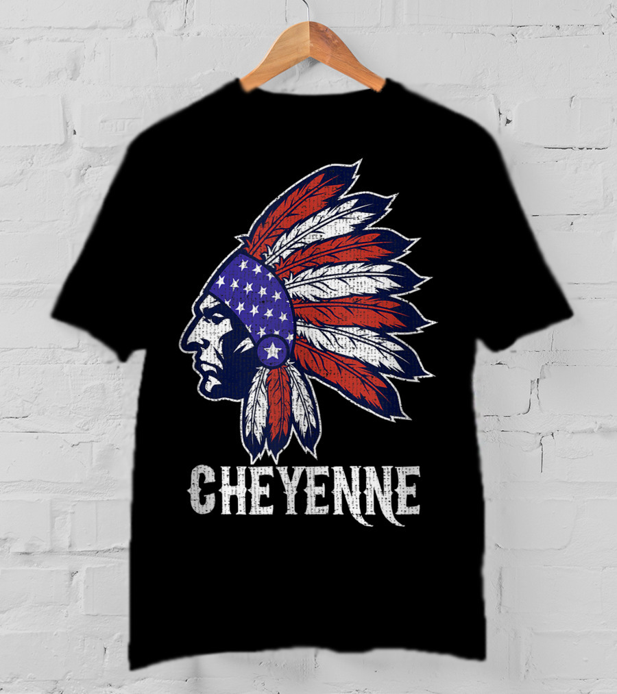 Cheyenne Native American Flag Headdress Pride T-Shirt