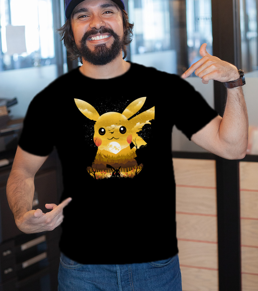 Pikachu Adorable Monster Moonlit Landscape T-Shirt