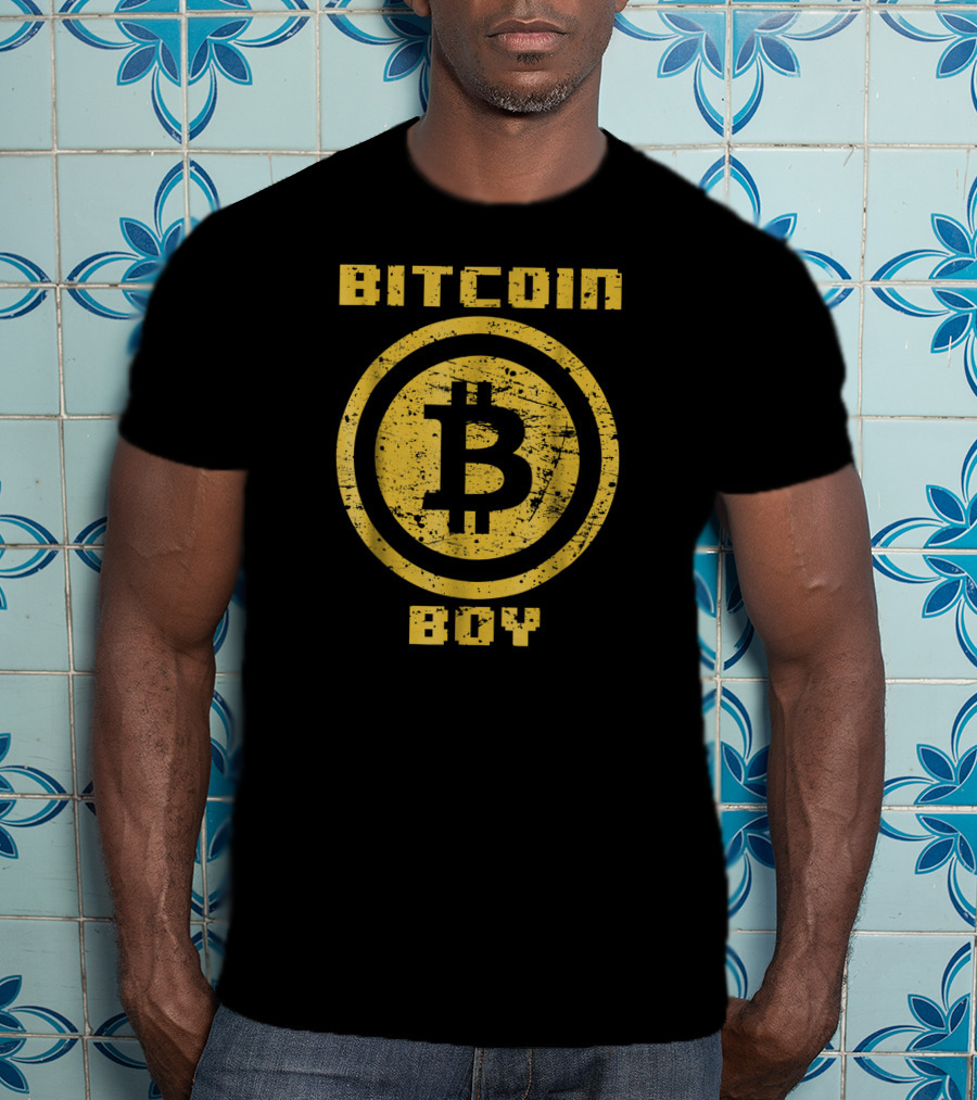 Bitcoin Boy Grunge Style Bitcoin Emblem T-Shirt