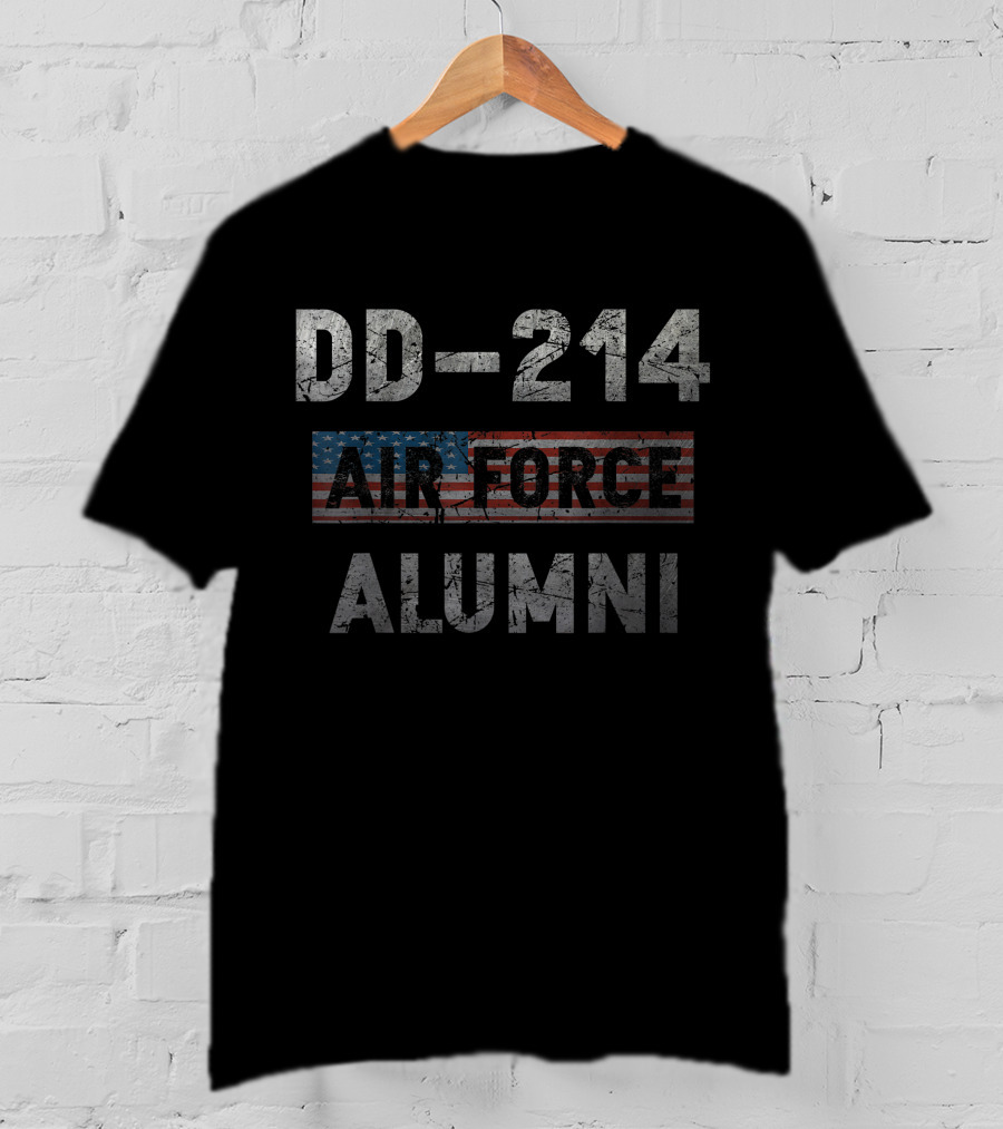 DD 214 Air Force Alumni Veteran American Flag T-Shirt