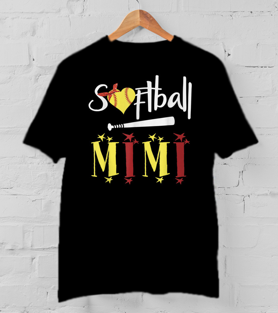 Softball Heart Bat Mimi Gift T-Shirt