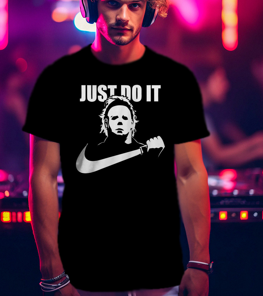 Just Do It Michael Myers Parody Swoosh T-Shirt