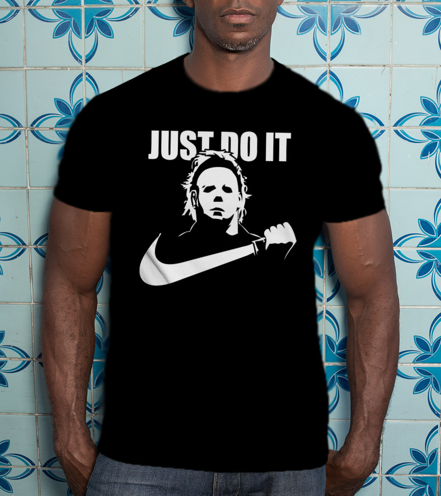 Just Do It Michael Myers Parody Swoosh T-Shirt