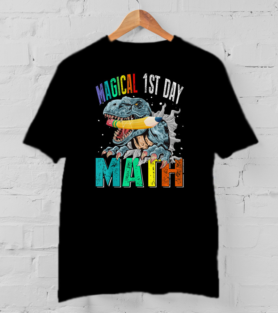 Magical 1st Day Math Dinosaur Pencil Back To School T-Shirt