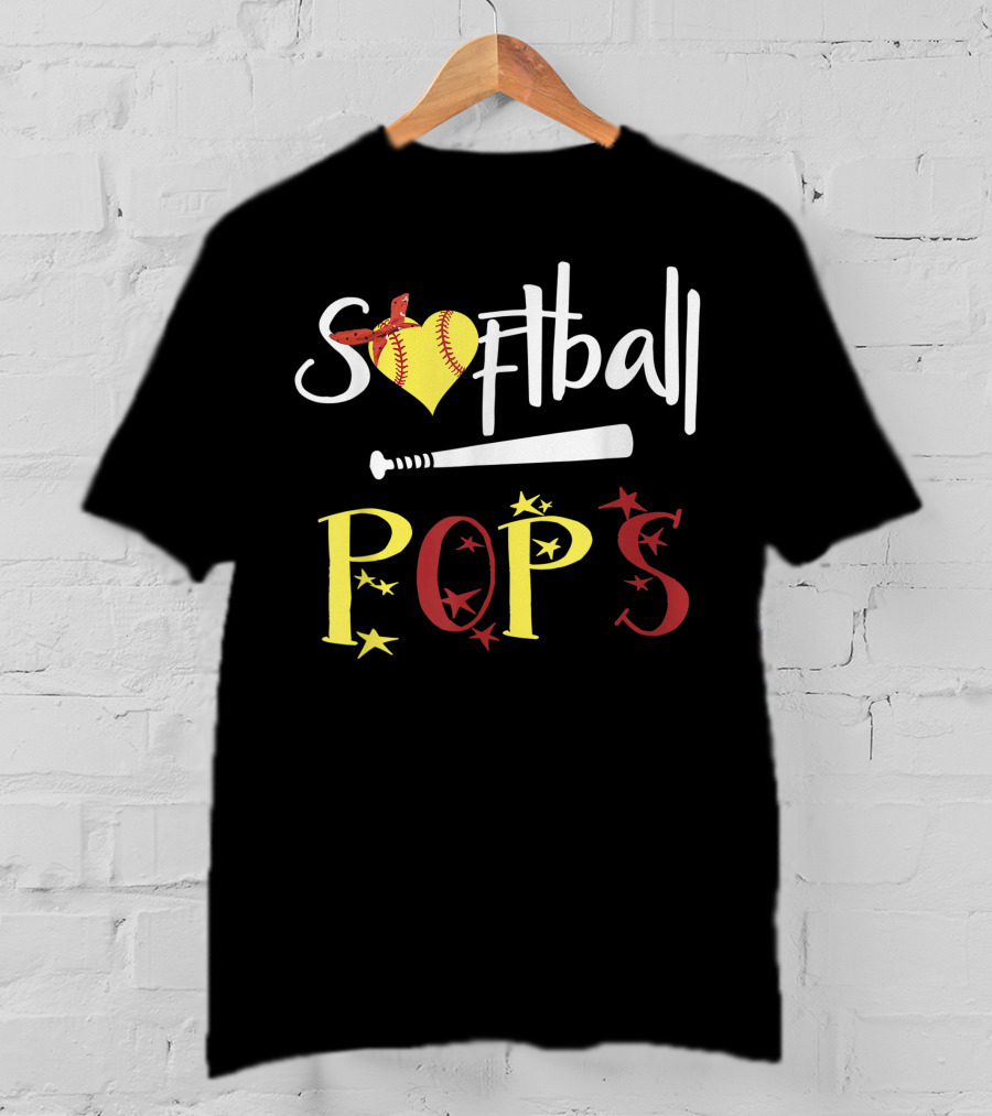 Softball Pops Heart Bat Stars T-Shirt