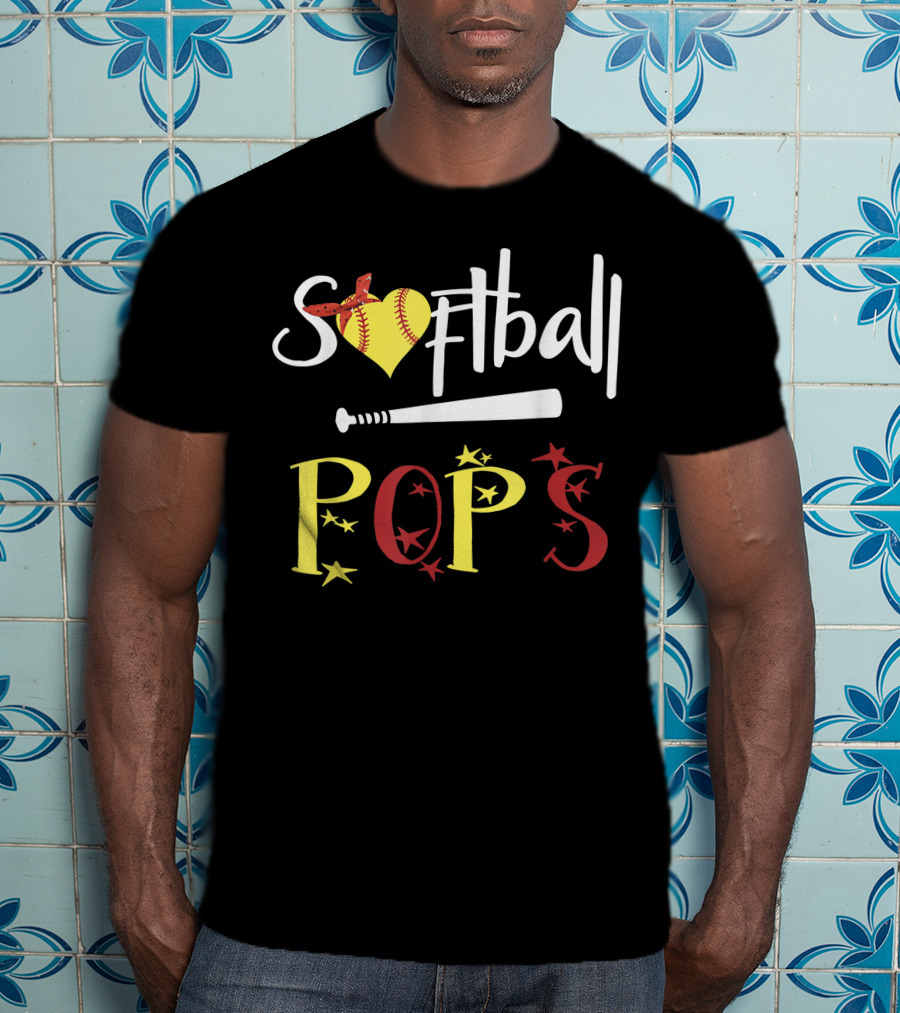 Softball Pops Heart Bat Stars T-Shirt
