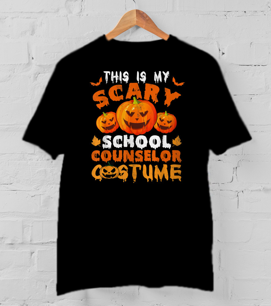 This Is My Scary School Counselor Costume With Pumpkin Faces And Bats T-Shirt