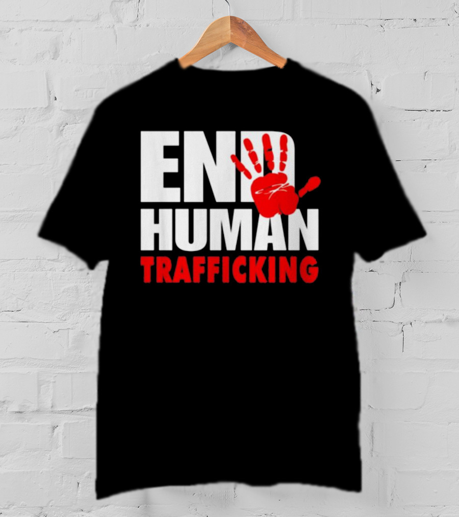 END HUMAN TRAFFICKING Red Handprint T-Shirt