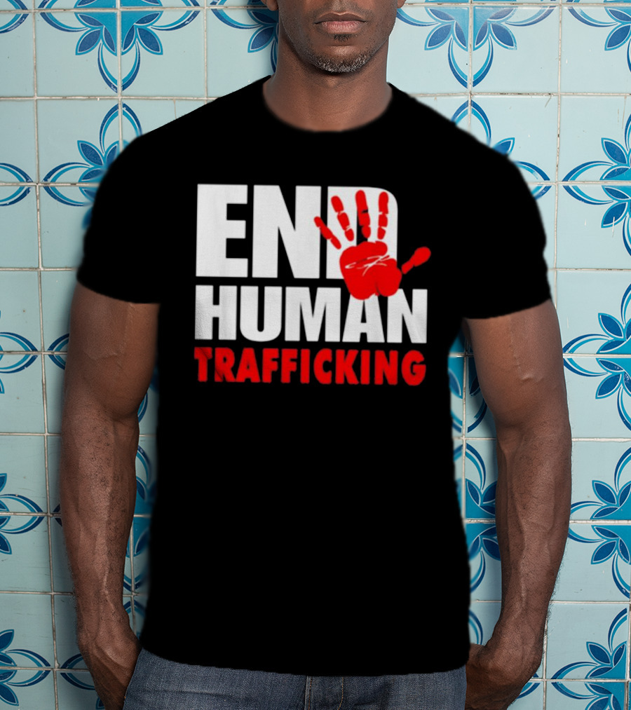 END HUMAN TRAFFICKING Red Handprint T-Shirt