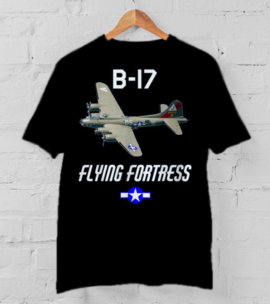 B17 Flying Fortress With Military Airplane And Star Insignia T-Shirt