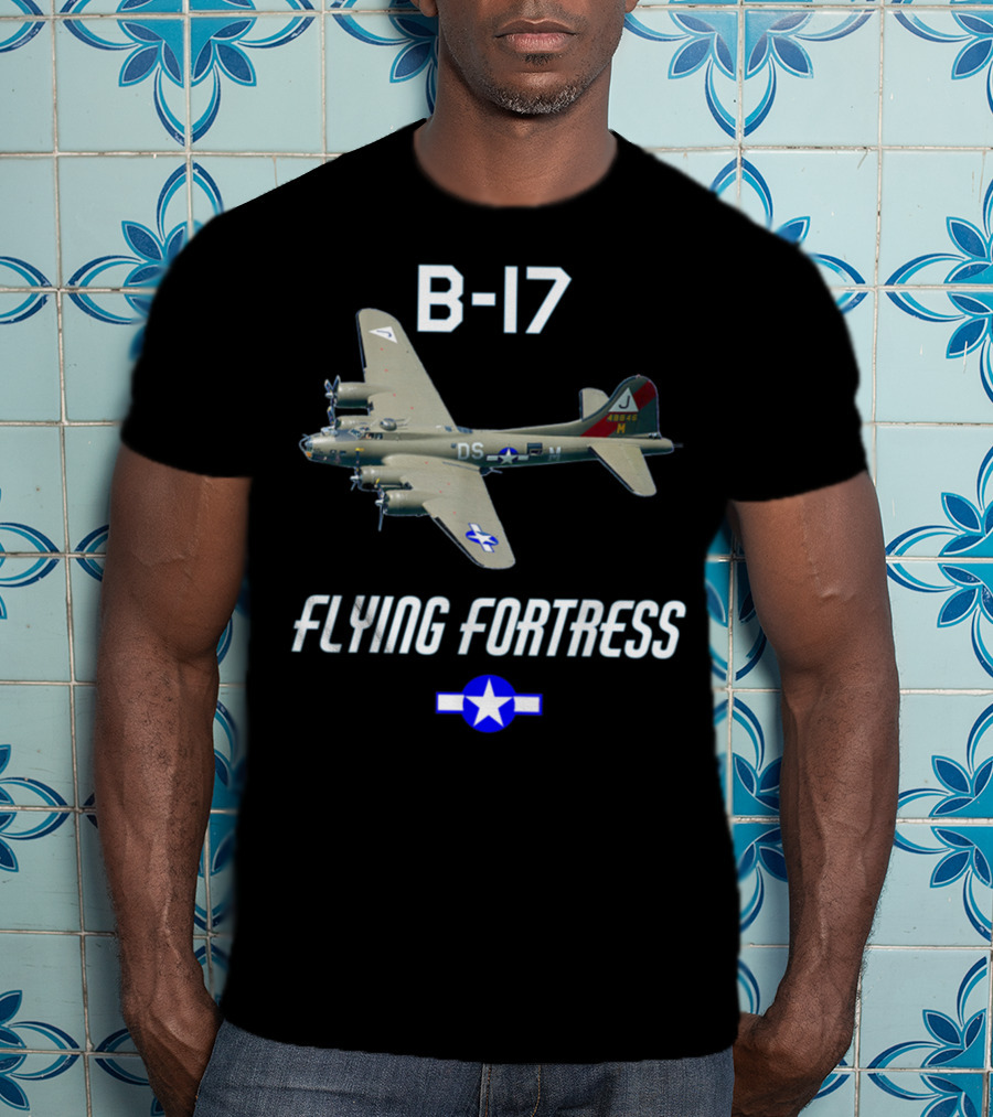B17 Flying Fortress With Military Airplane And Star Insignia T-Shirt