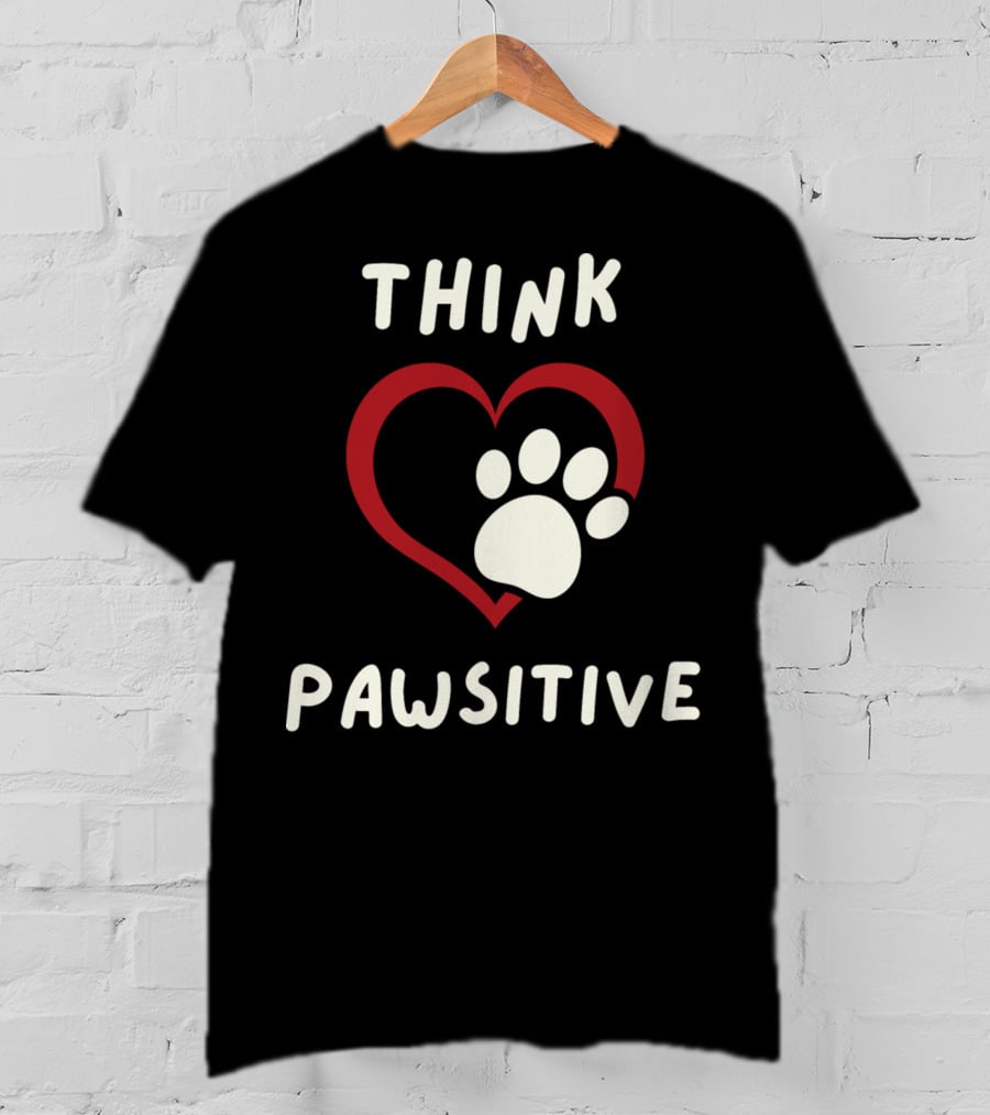 Think Pawsitive Dog Paw Heart T-Shirt
