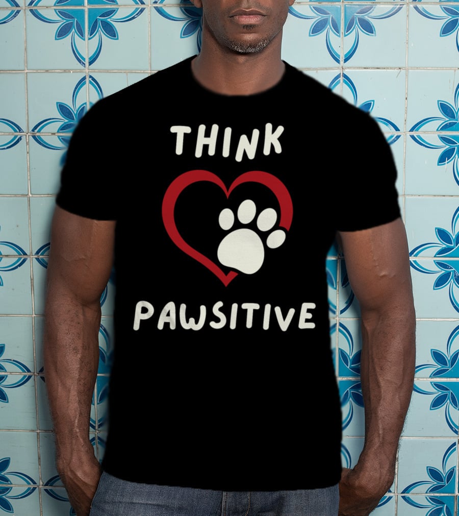 Think Pawsitive Dog Paw Heart T-Shirt