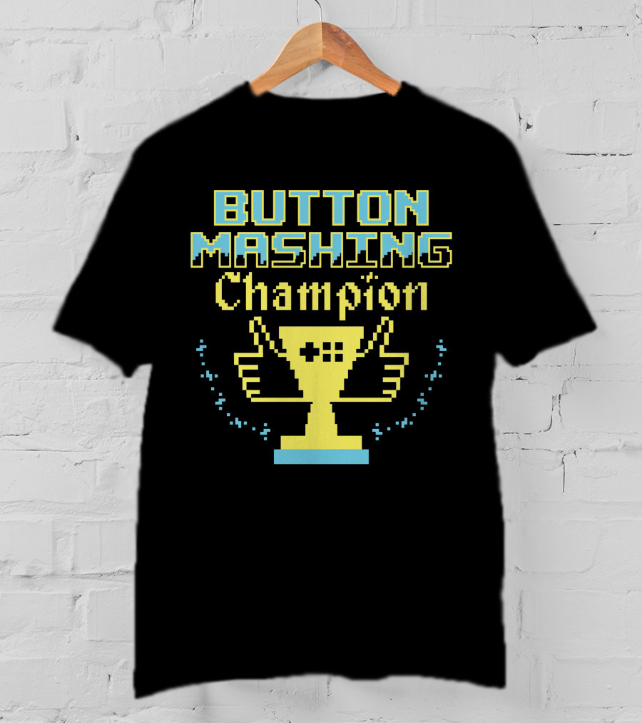 Button Mashing Champion Trophy Pixel Art Winner T-Shirt