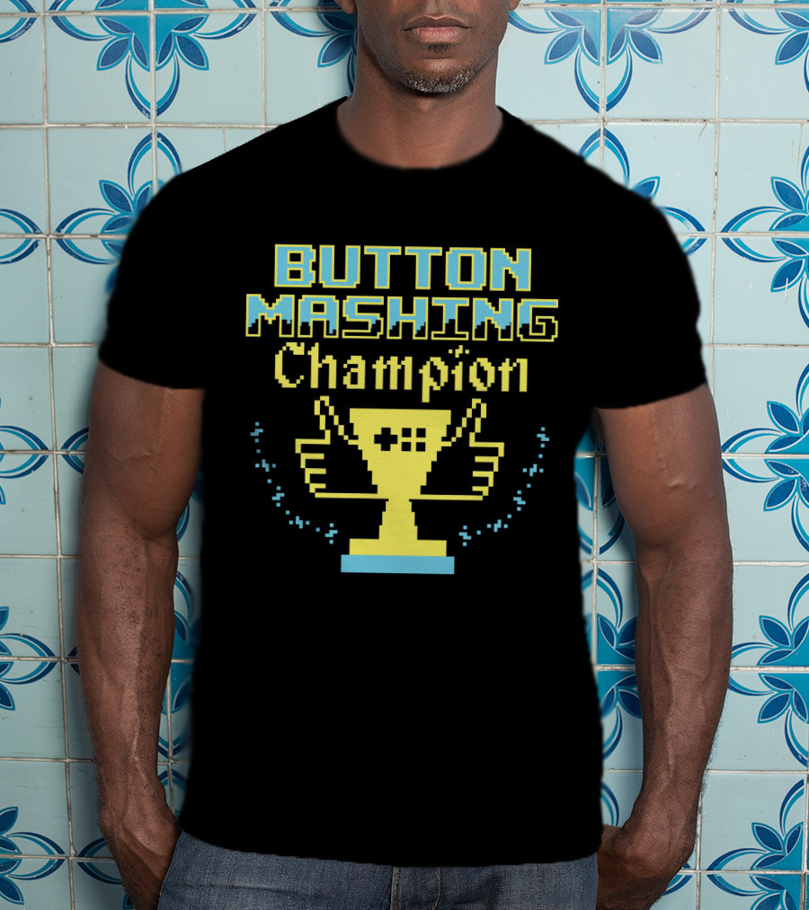 Button Mashing Champion Trophy Pixel Art Winner T-Shirt