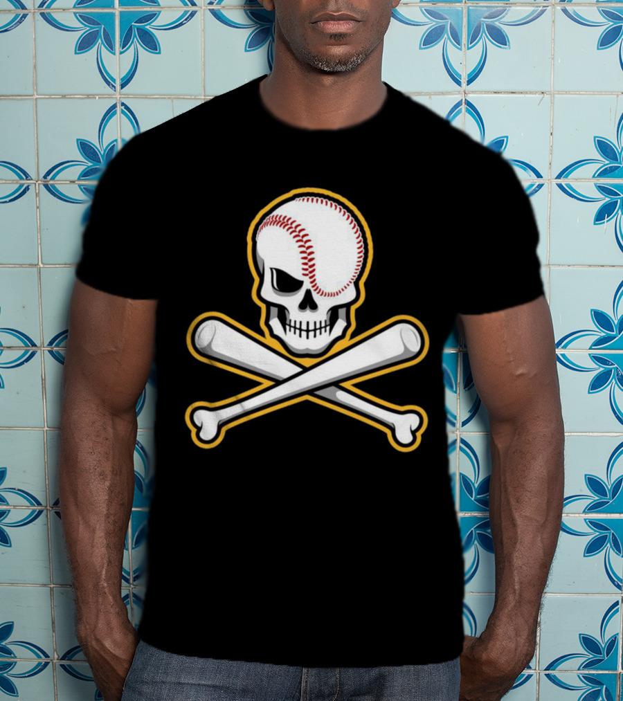 Skull Baseball Bat Crossbones Sports T-Shirt