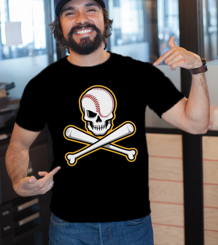 Skull Baseball Bat Crossbones Sports T-Shirt