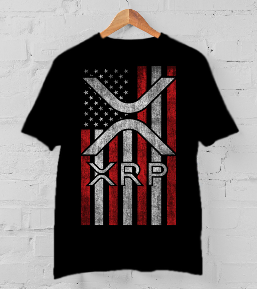 XRP Cryptocurrency Blockchain American Flag T-Shirt
