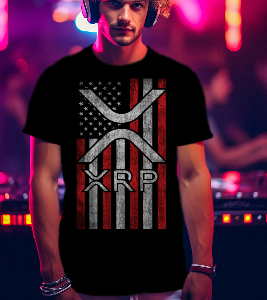 XRP Cryptocurrency Blockchain American Flag T-Shirt