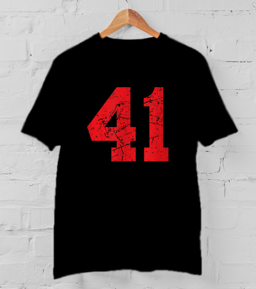 41 Sports Jersey Red Grunge Text T-Shirt