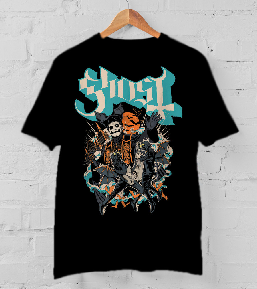 Ghost Band Skeletons And Monsters Playing Instruments Halloween T-Shirt