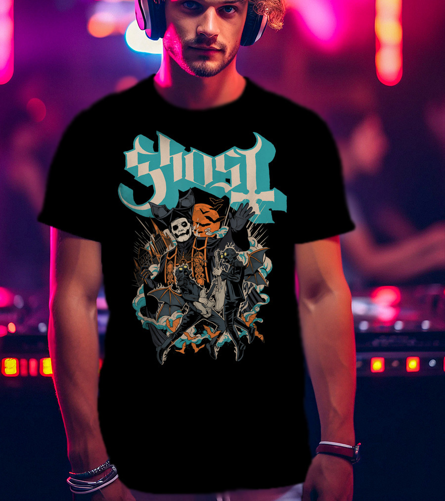 Ghost Band Skeletons And Monsters Playing Instruments Halloween T-Shirt