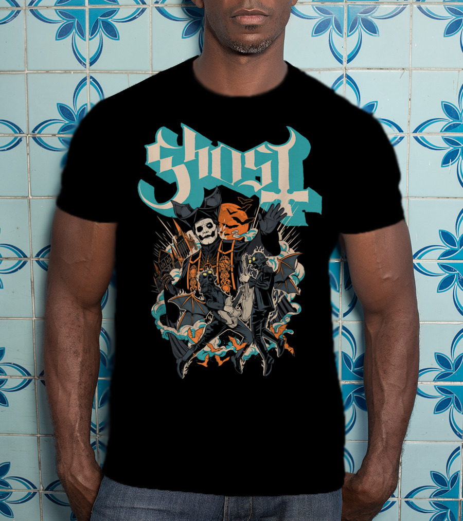 Ghost Band Skeletons And Monsters Playing Instruments Halloween T-Shirt