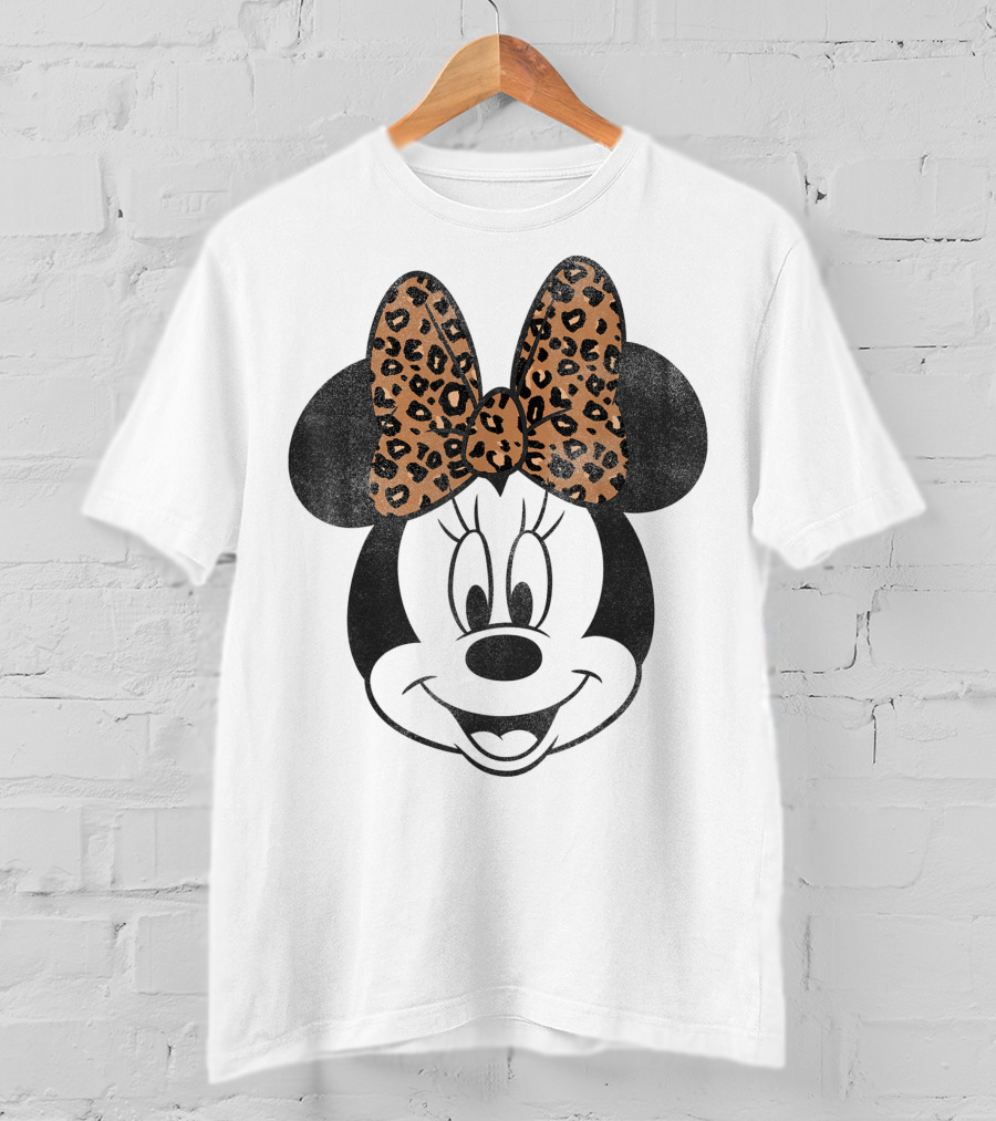 Minnie Mouse Leopard Print Bow Disney Mickey And Friends T-Shirt