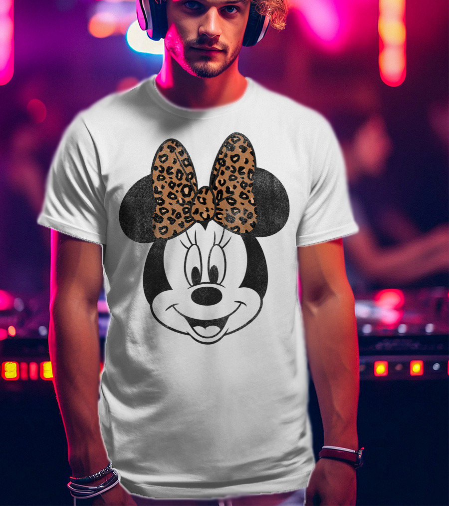 Minnie Mouse Leopard Print Bow Disney Mickey And Friends T-Shirt