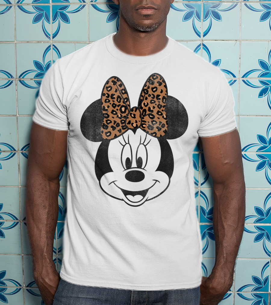 Minnie Mouse Leopard Print Bow Disney Mickey And Friends T-Shirt