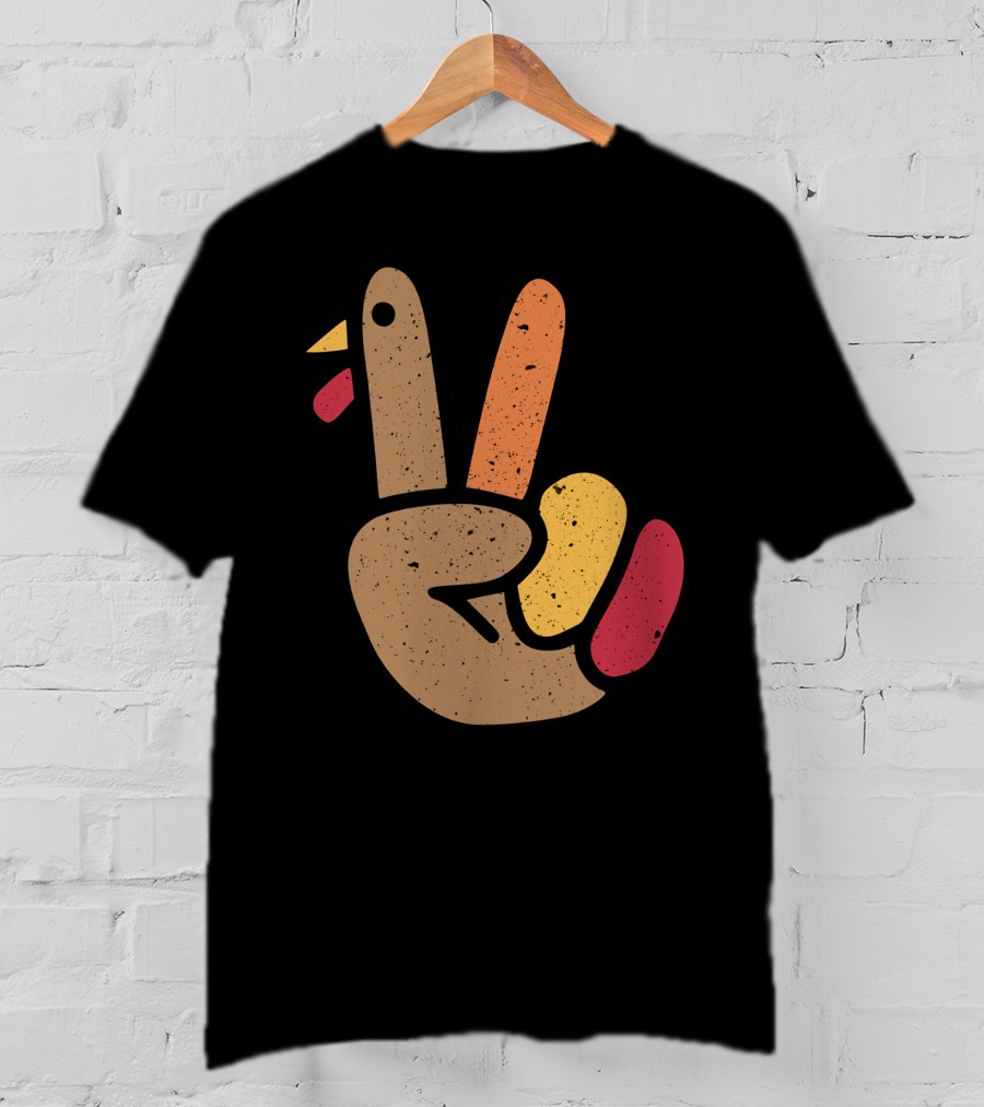 Peace Turkey Hand Cool Thanksgiving T-Shirt