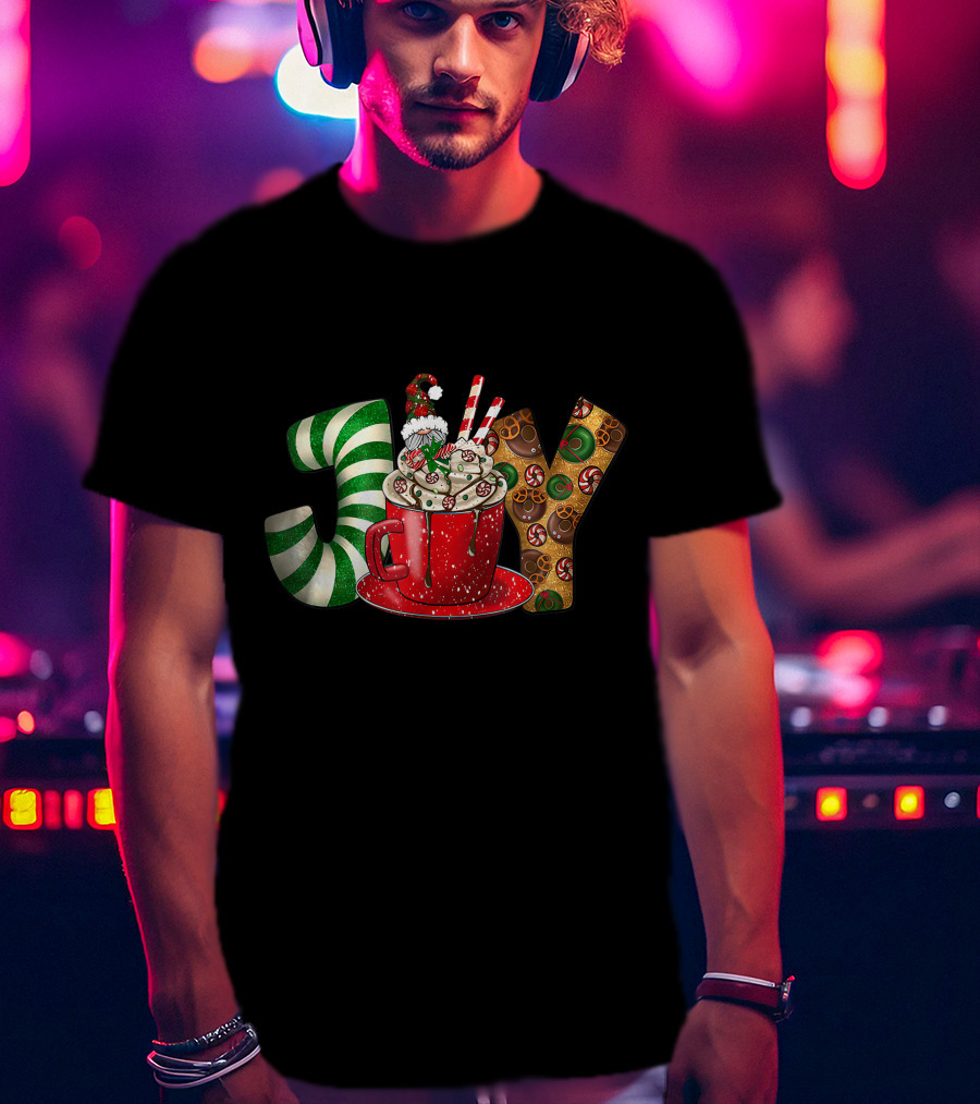 Joy Gnome Coffee Christmas Holiday Peppermint Mug T-Shirt